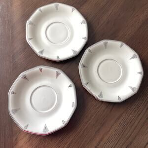 1920's Art Deco Community China Deauville Saucer Lot of 3 Platinum Bavaria FLAW